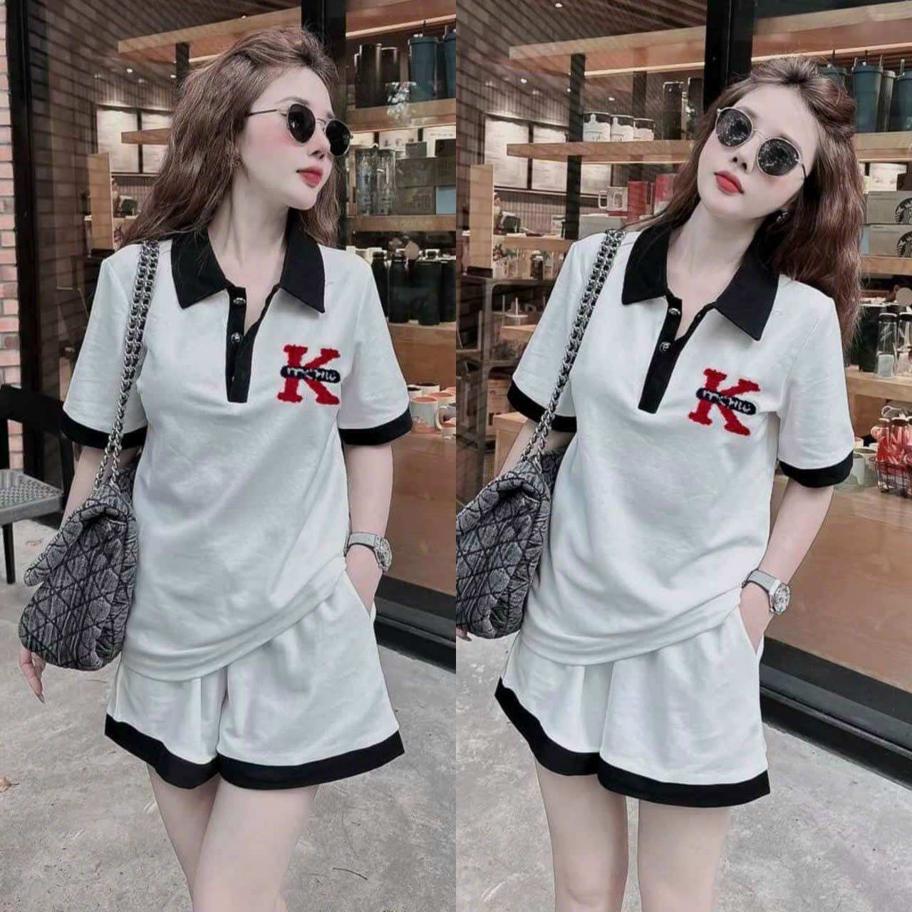 SÉT BỘ SHORT COTTON CỔ BẺ THÊU CAO CẤP