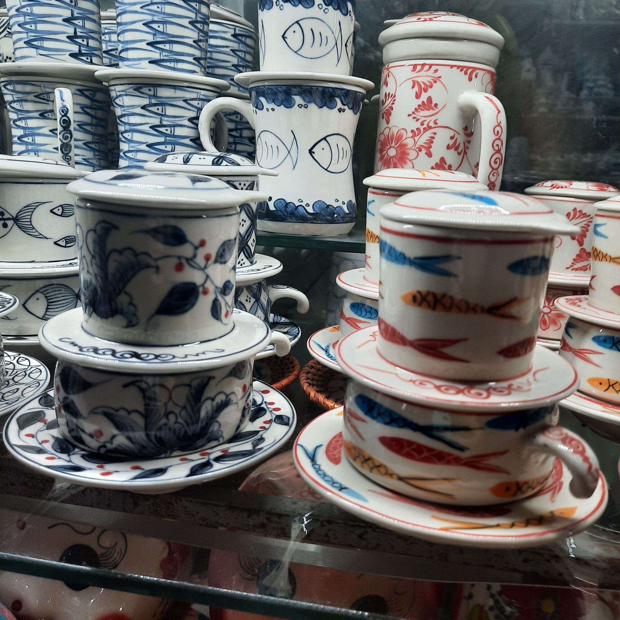 Bộ cà phê phin, coffee gốm sứ vẽ tay Bát Tràng