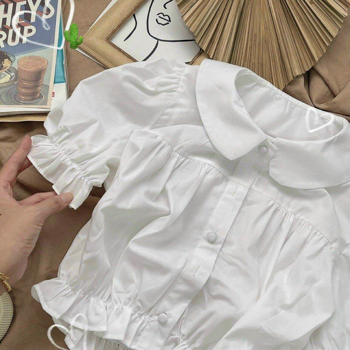 Áo sơ mi croptop bánh bèo