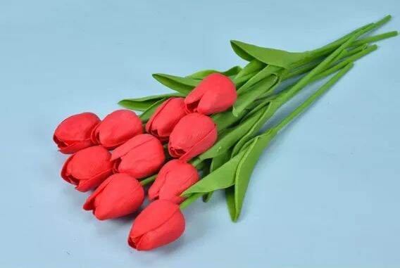 Hoa giả- Hoa tulip cao su lá thẳng giống thật đến 99%