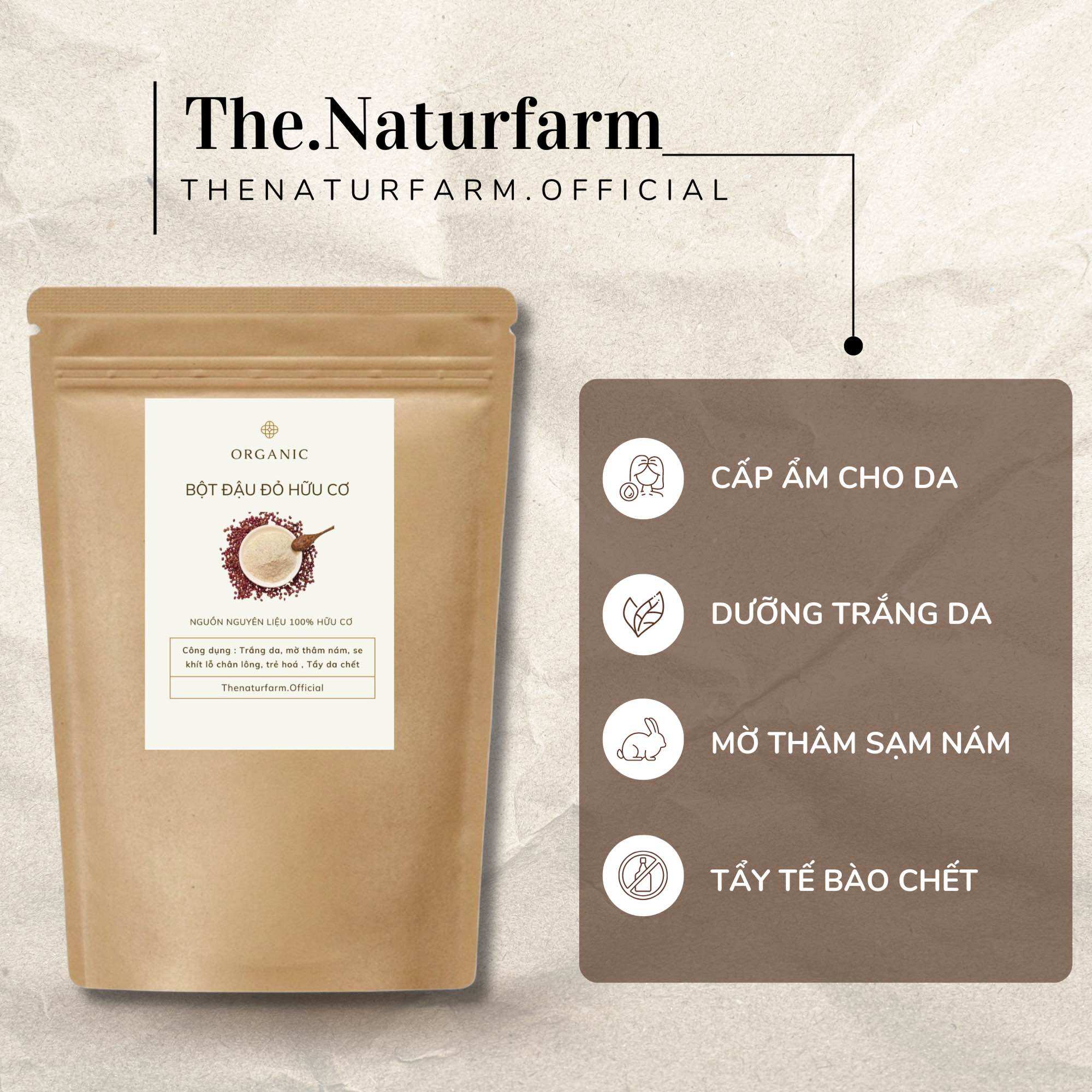 Combo 5 loại bột trắng da mờ thâm Naturfarm [ Đậu đỏ + yến mạch + cám gạo sữa + cam thảo + bã cà phê ]