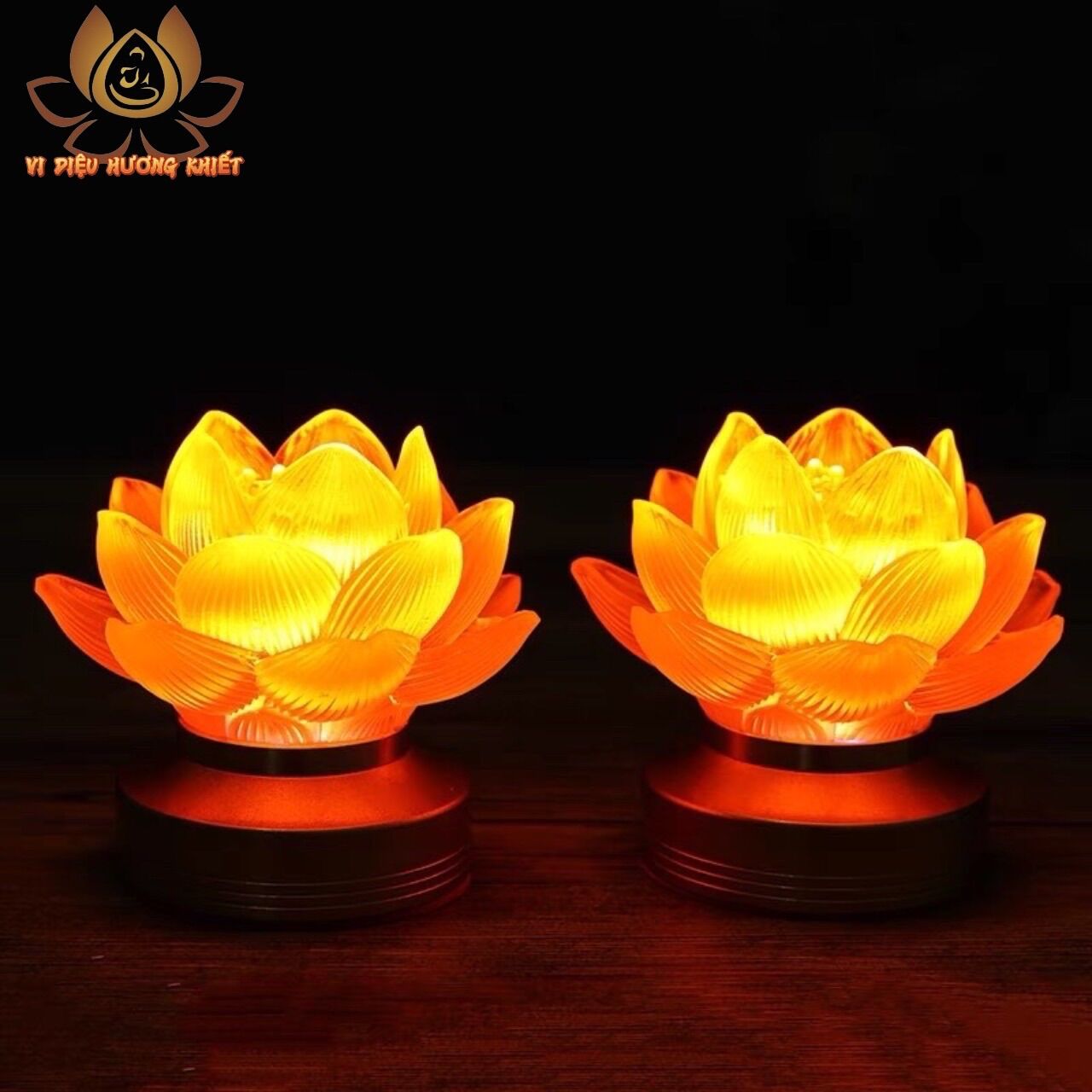 [MẪU SẠC ĐIỆN] CẶP 2 CHIẾC ĐÈN LED HOA SEN LƯU LY THỜ CÚNG TRANG TRÍ