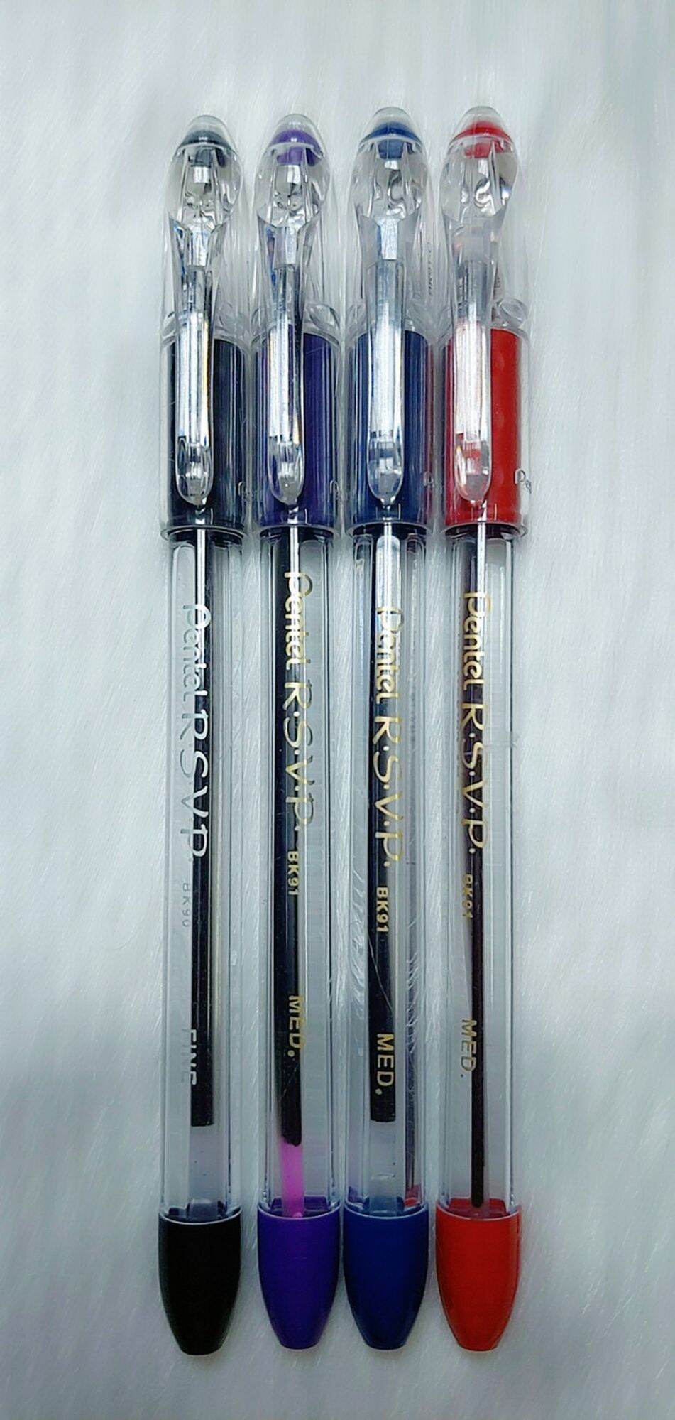 Bút bi rsvp pentel bk90 fine 4cây xanhblue&tím&đen&đỏ