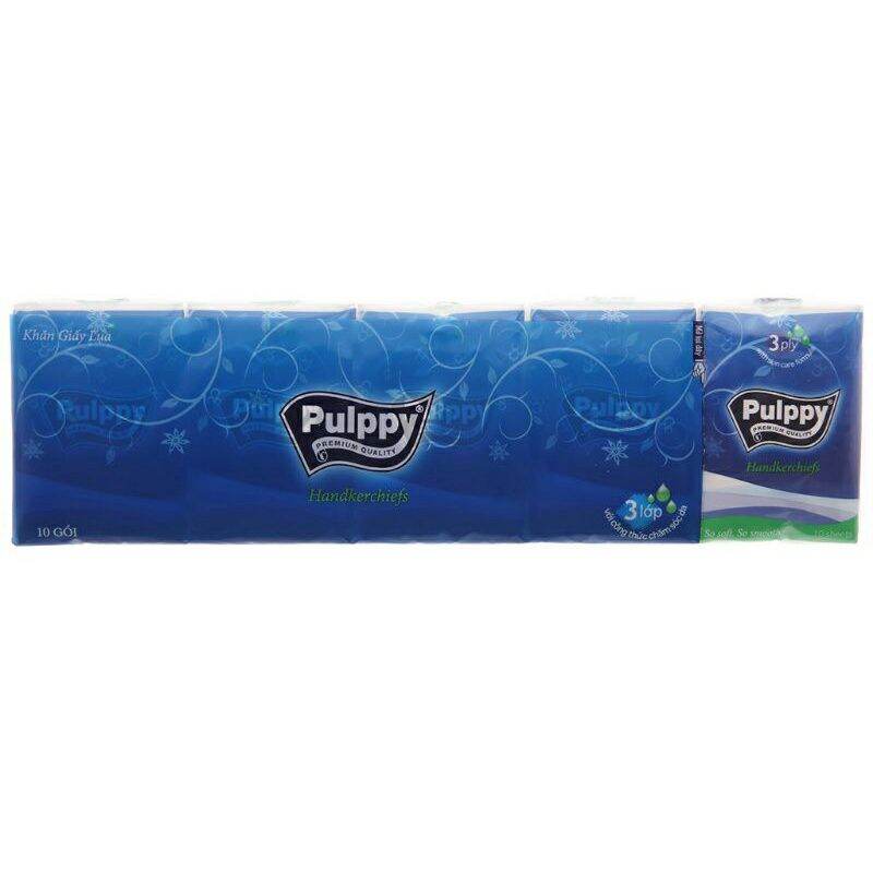 [HCM]Lốc 10 gói khăn giấy lụa Pulppy 3 lớp