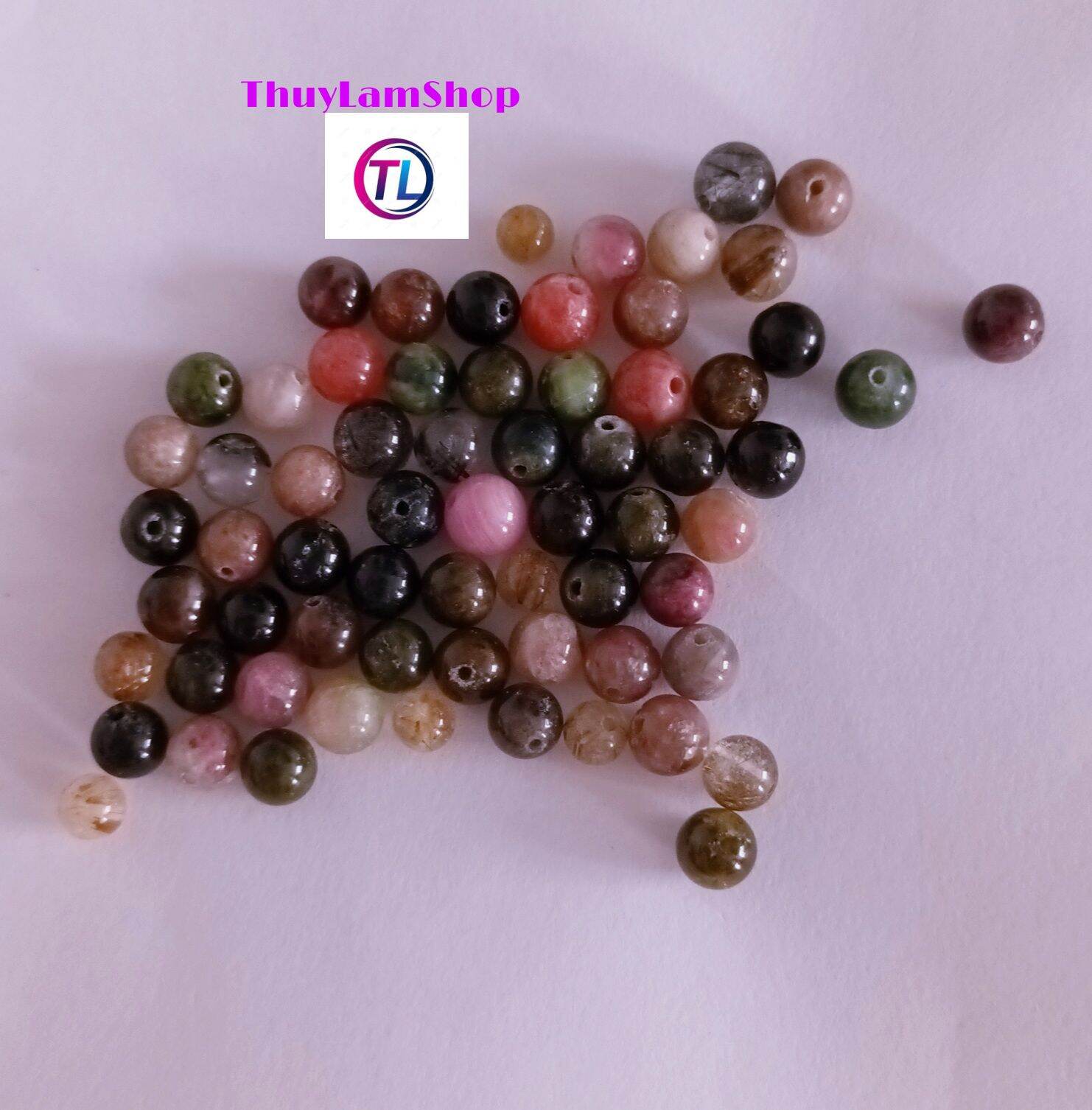Đá tourmaline thiên nhiên hạt 6li làm vòng bán theo hạt