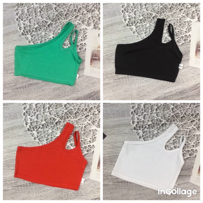 Áo croptop lệch vai bé gái