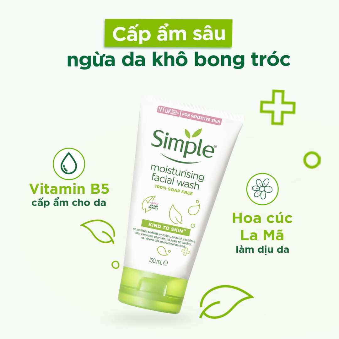 [ chính hãng ] Sữa Rửa Mặt Simple UK 150ml ( mẫu mới nhất )