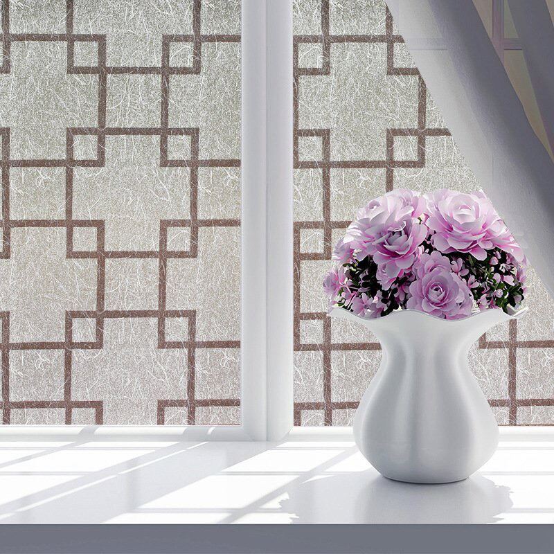 2 mét decal dán kính (giấy dán kính) khổ rộng 90cm mẫu Ô VUÔNG NÂU SANG TRỌNG