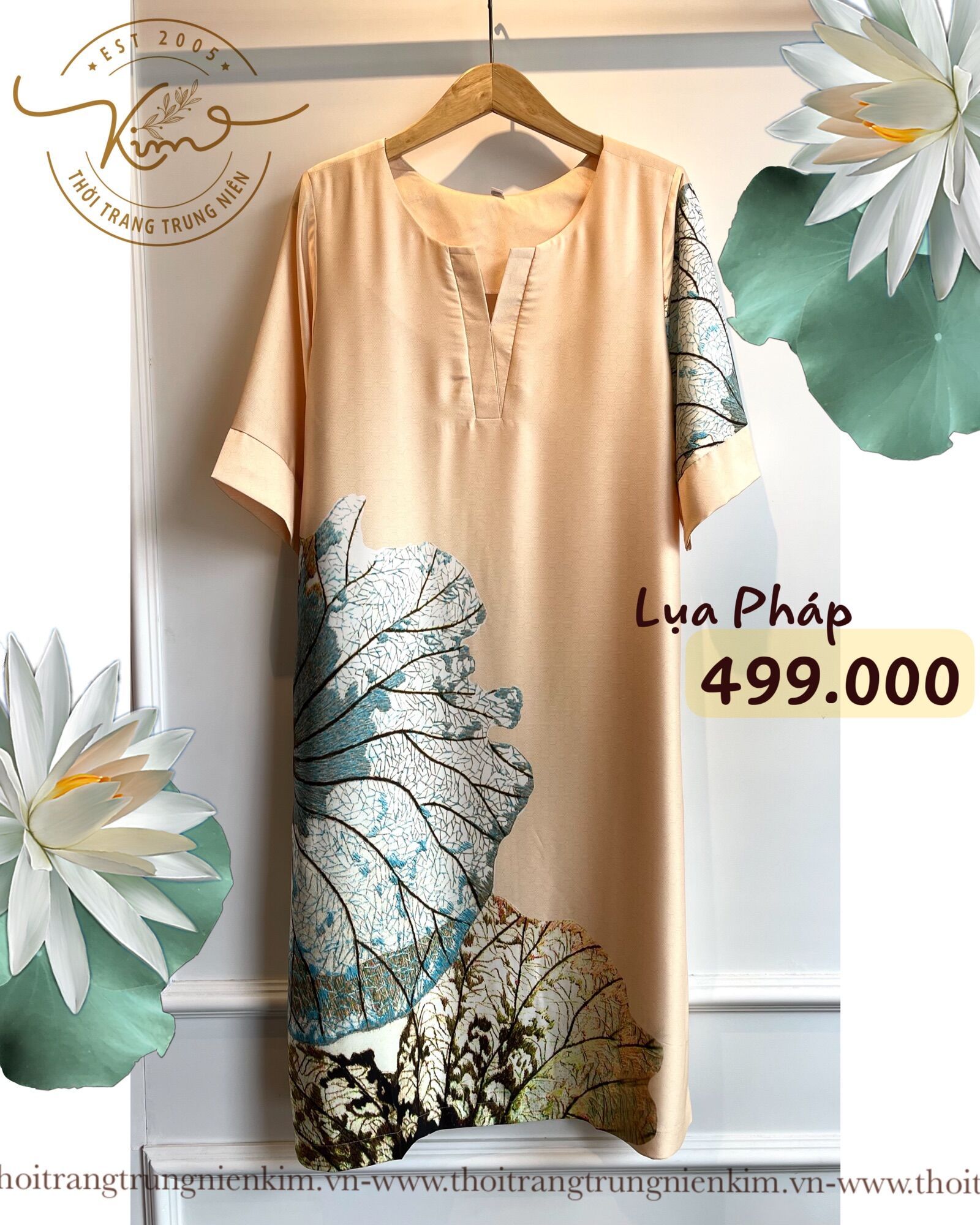 Đầm lụa Pháp cổ xẻ