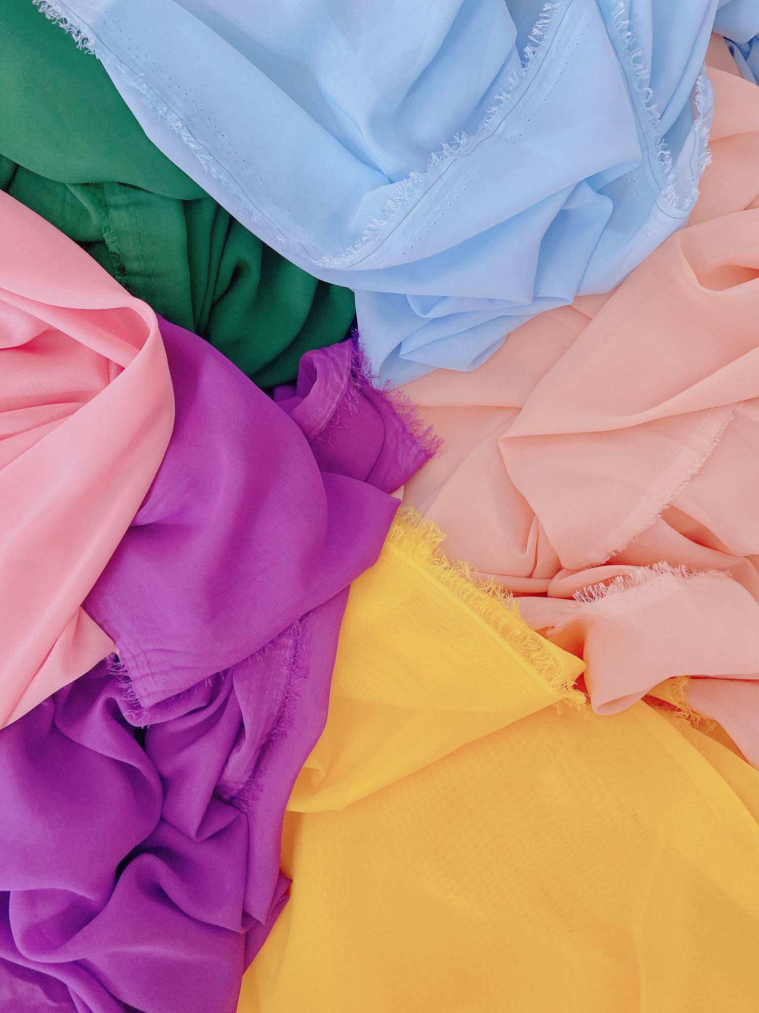Vải Voan Chiffon, voan the màu trơn - Có bảng màu