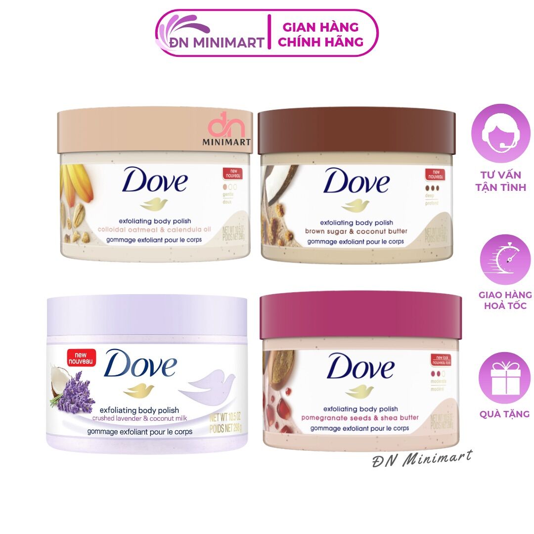 Tẩy tế bào chết body dove exfoliating body polish scrub 298g bản mỹ