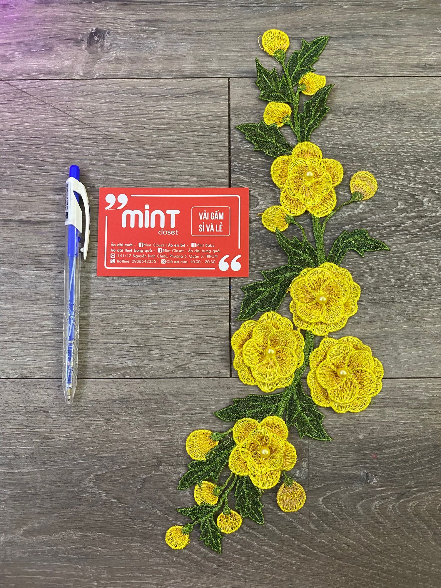 Bông chỉ đính kết áo dài, đầm, váy