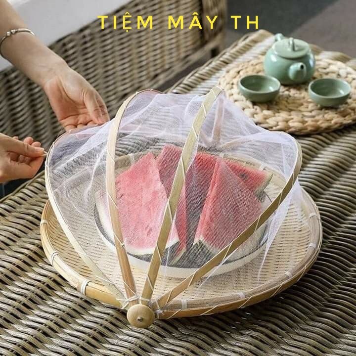 (Kho sỉ) Lồng bàn tre, mẹt lồng bàn gấp gọn TIỆM MÂY TH
