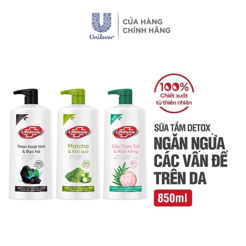 Sữa tắm detox và bảo vệ khỏi vi khuẩn lifebuoy 850g