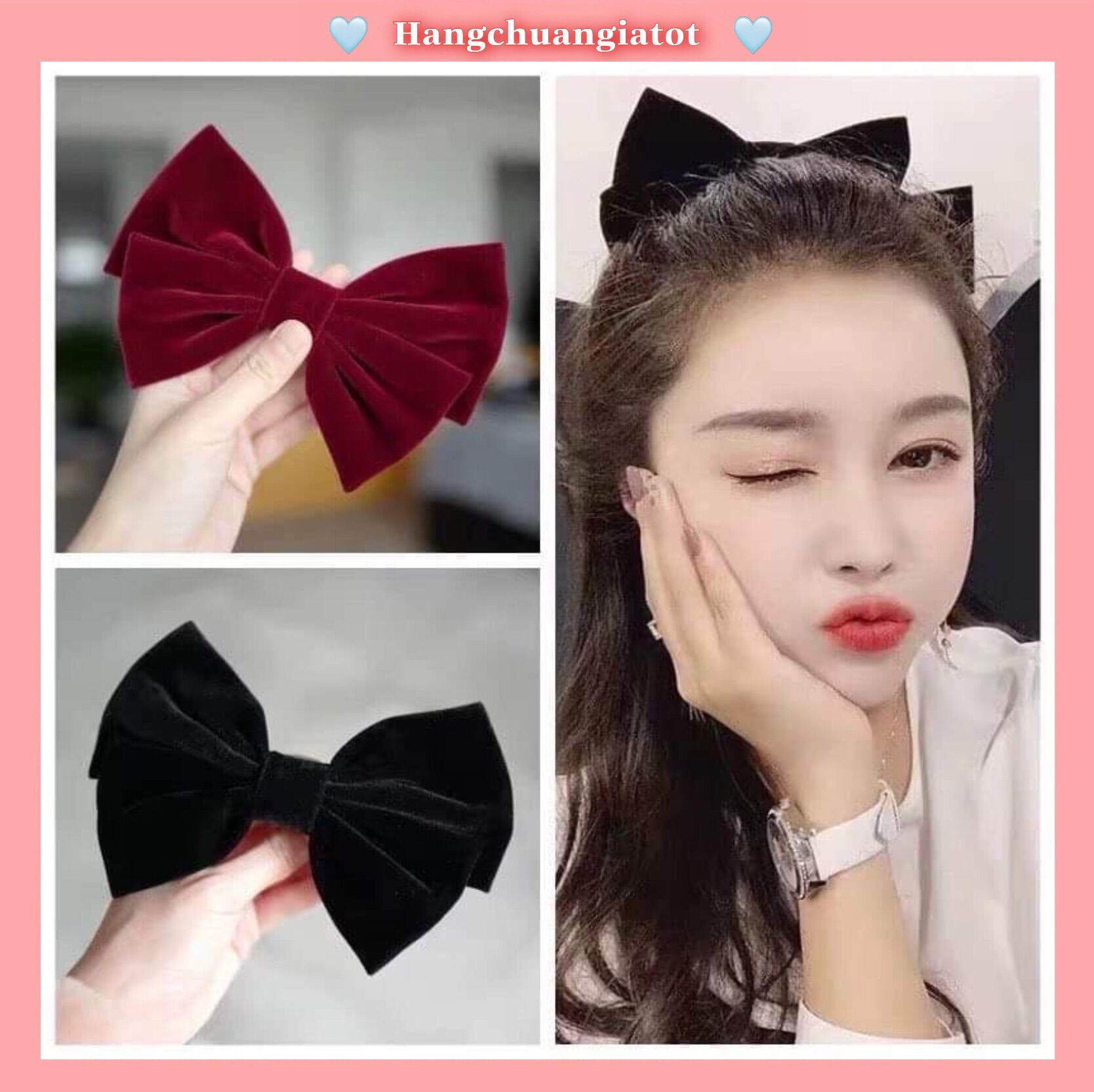 Kẹp Tóc Nơ Nhung Hot trend Phong Cách Hàn Quốc
