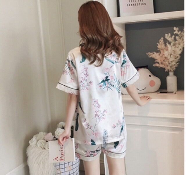 [HCM]SET BỘ NGỦ ĐÙI PIZAMA PHI LỤA - S199