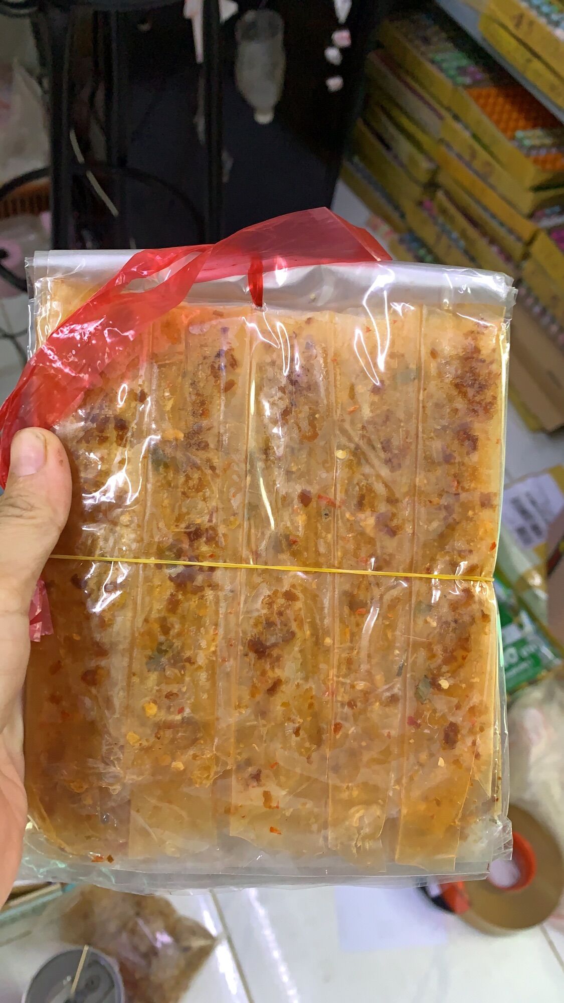 Bánh tráng tôm dẽo cuộn hành phi