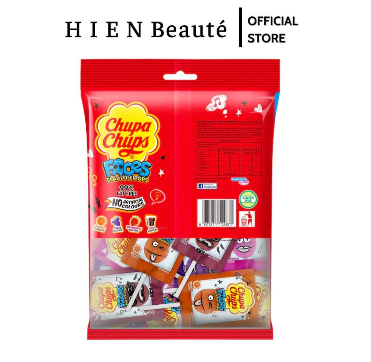 Kẹo Chupa Chups Faces Flat Lollipops 35 Pack - Úc