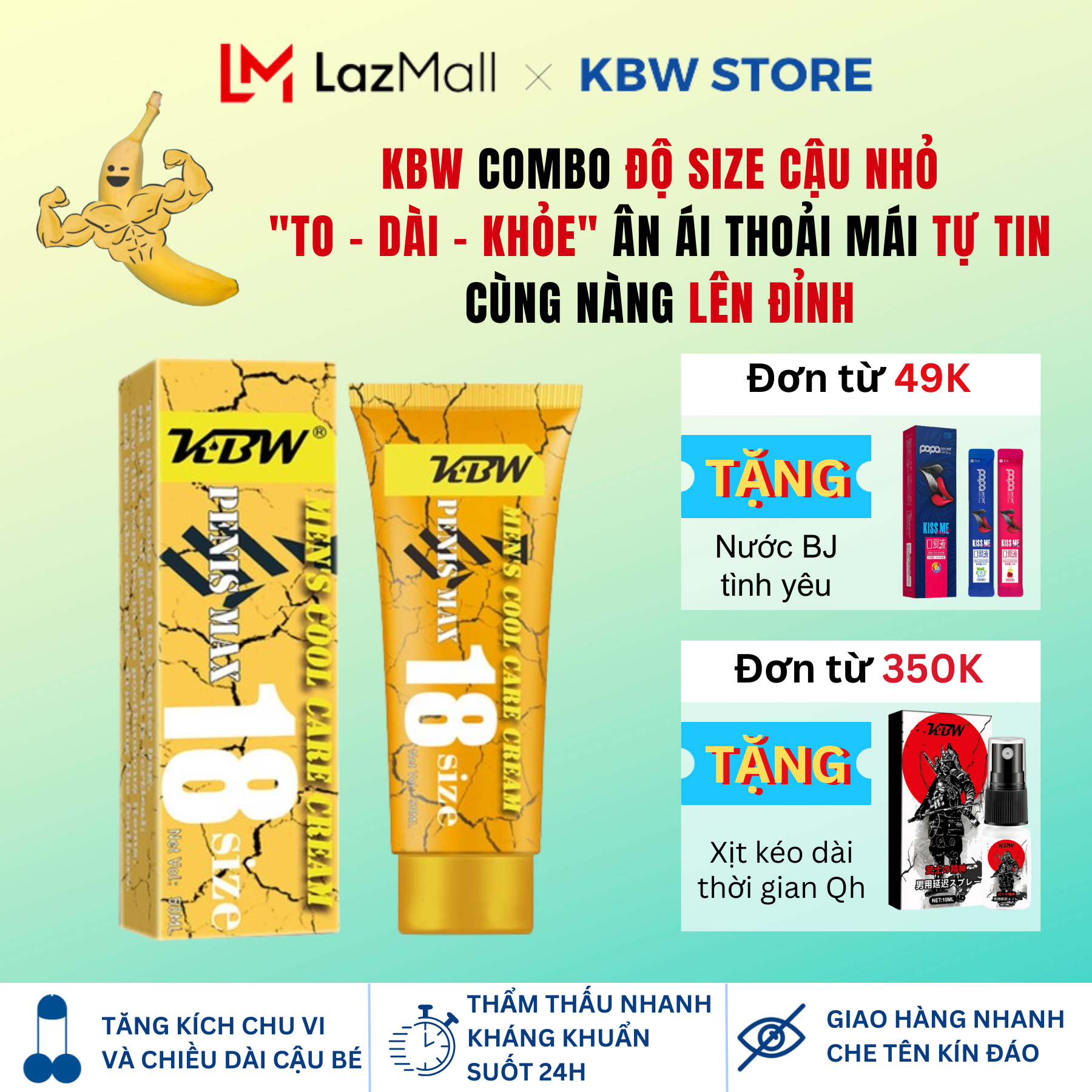 Kem KBW phóng to kích thước cậu bé khổng lồ 18-20cm thần tốc  KBW SIÊU PHẨM