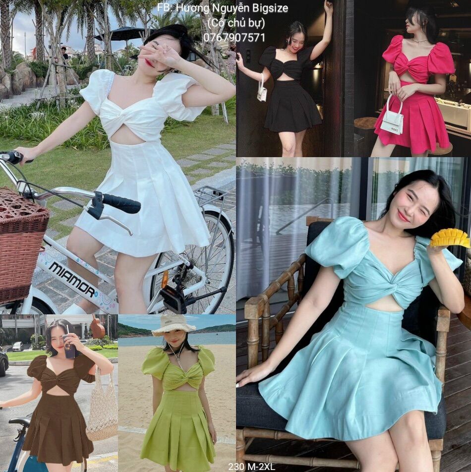50-95kg bigsize đầm soắn ngực tay phòng khoét eo