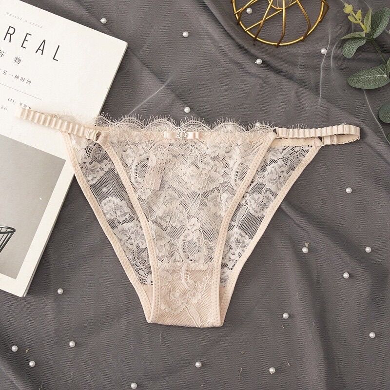 Quần Lót Ren nữ Xếp ly hông gợi cảm chất ren mềm mịn tôn dáng _ Quần lót nửa mông Ren phối nơ xinh xắn