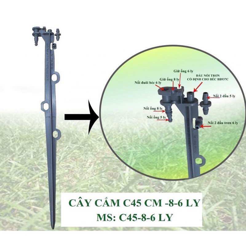50 cây cắm cao 45cm dùng gắn béc tưới nối ống 6 ly - 8 ly