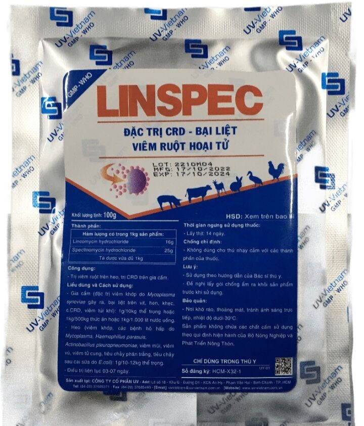 Linspec UV  100 gram CRD,  viêm ruột, bại liệt