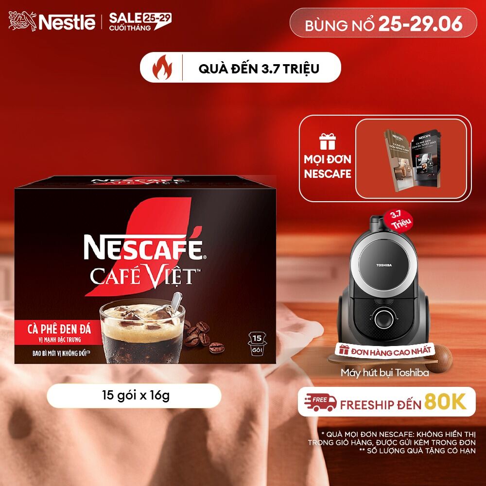 [FREESHIP TOÀN QUỐC] Hộp Cà phê đen hòa tan NESCAFÉ CAFÉ VIỆT (16g x 15 gói)