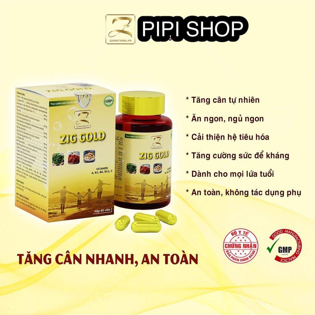Thảo mộc Tăng cân ZIG GOLD (hộp 60 viên), tăng cân hiệu quả, hỗ trợ ăn ngon ngủ ngon