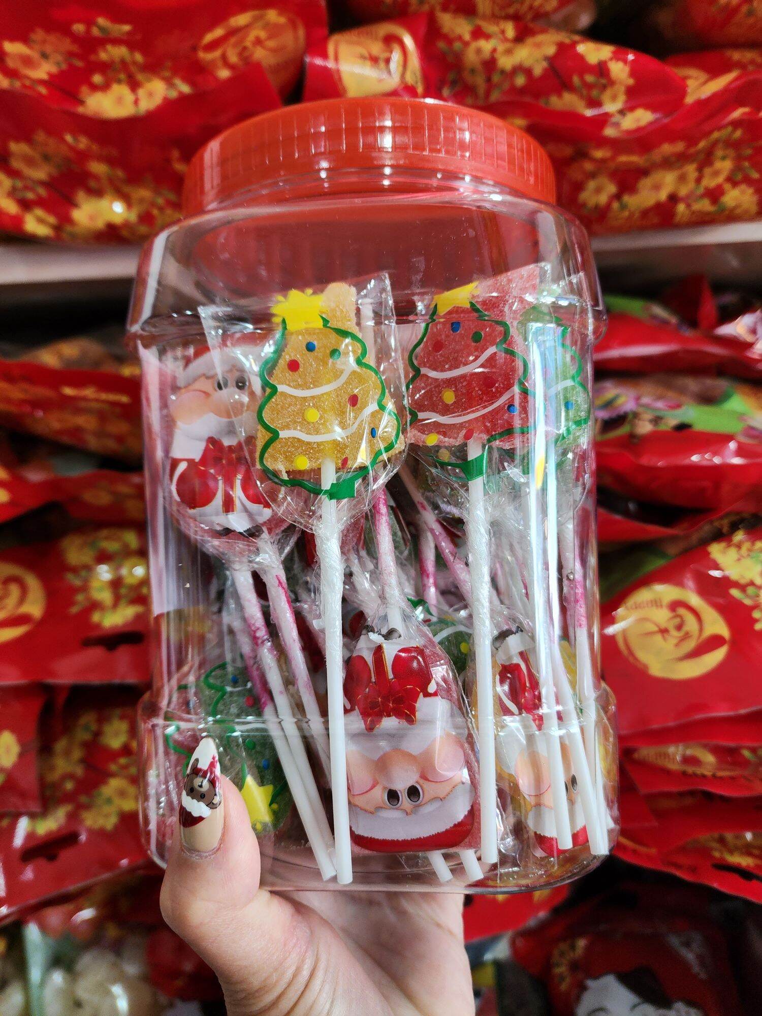 kẹo dẻo hình Noel cây thông BẢO AN hủ 50que hàng công ty Việt Nam