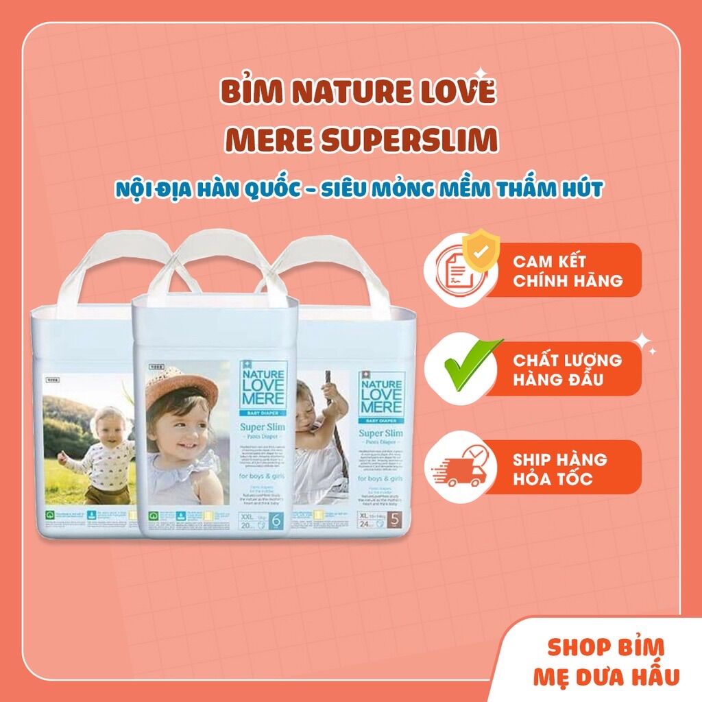BỈM TÃ DÁN NATURE LOVE MERE NỘI ĐỊA HÀN QUỐC DÒNG SUPERSLIM SIÊU MỎNG MỀM meduahaubimsua S26/M24/L22/XL20/XXL18