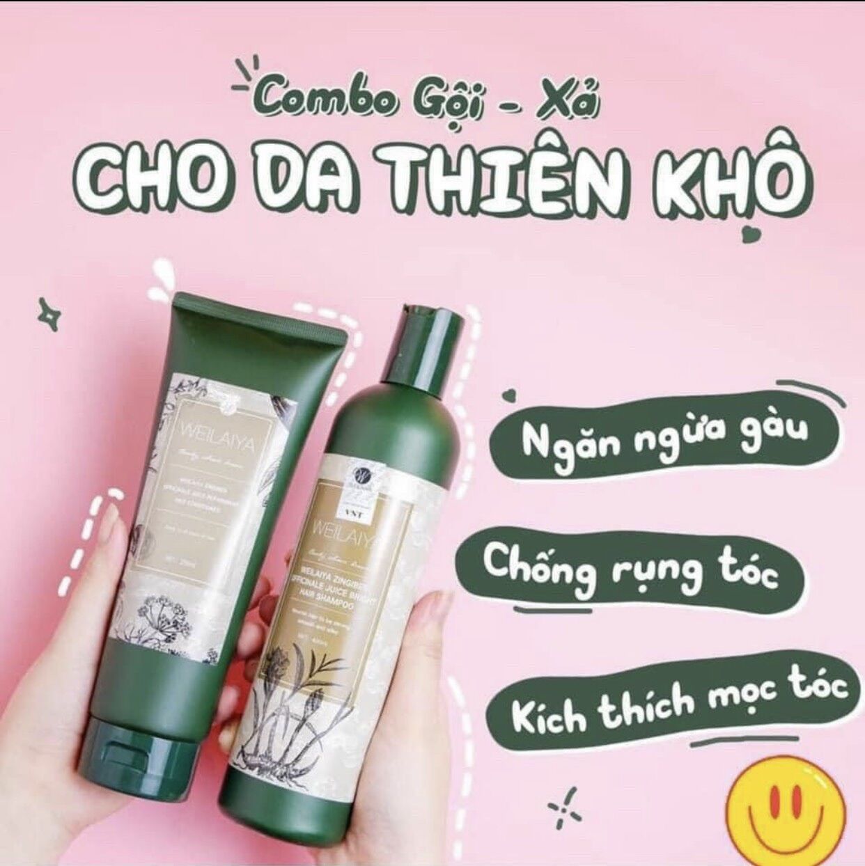 Cặp Gội- Xả Tinh chất Gừng Hà Thủ Ô WEILAIYA (Tặng kèm set mini)