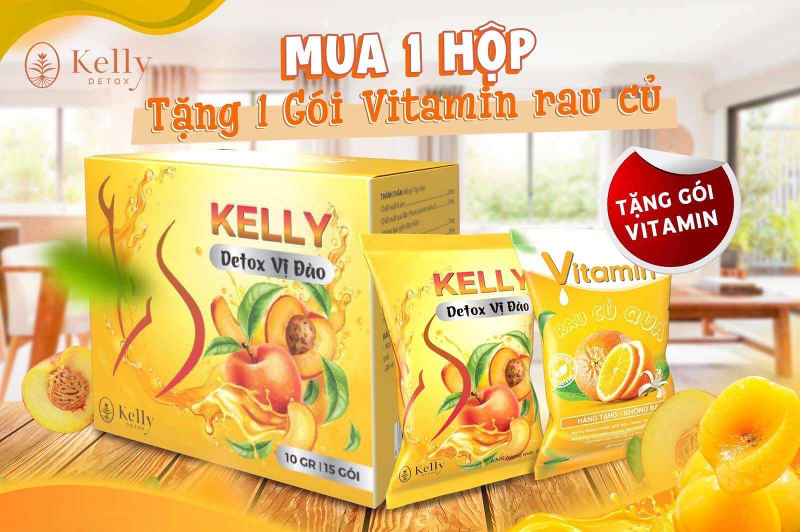 ( Tặng vitamin) Trà Đào Giảm Cân Kelly Detox – Giảm Cân, Thanh Nhiệt