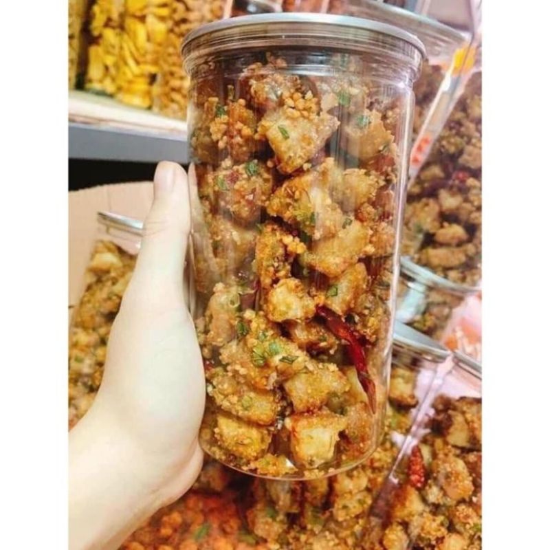 Tóp mỡ liền da rim mắm hành hủ 250g
