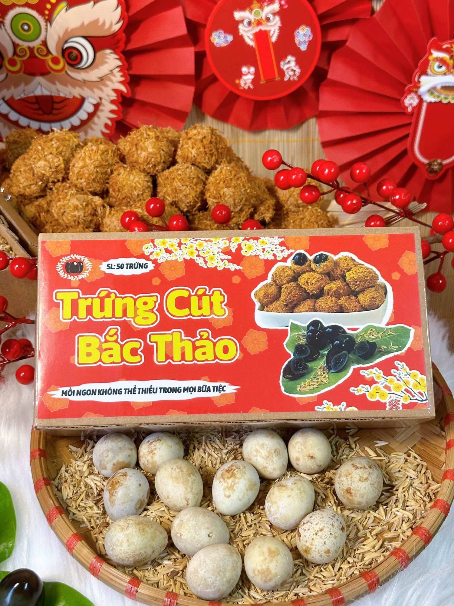 Trứng cút bắc thảo loại không trấu hộp 50 trứng