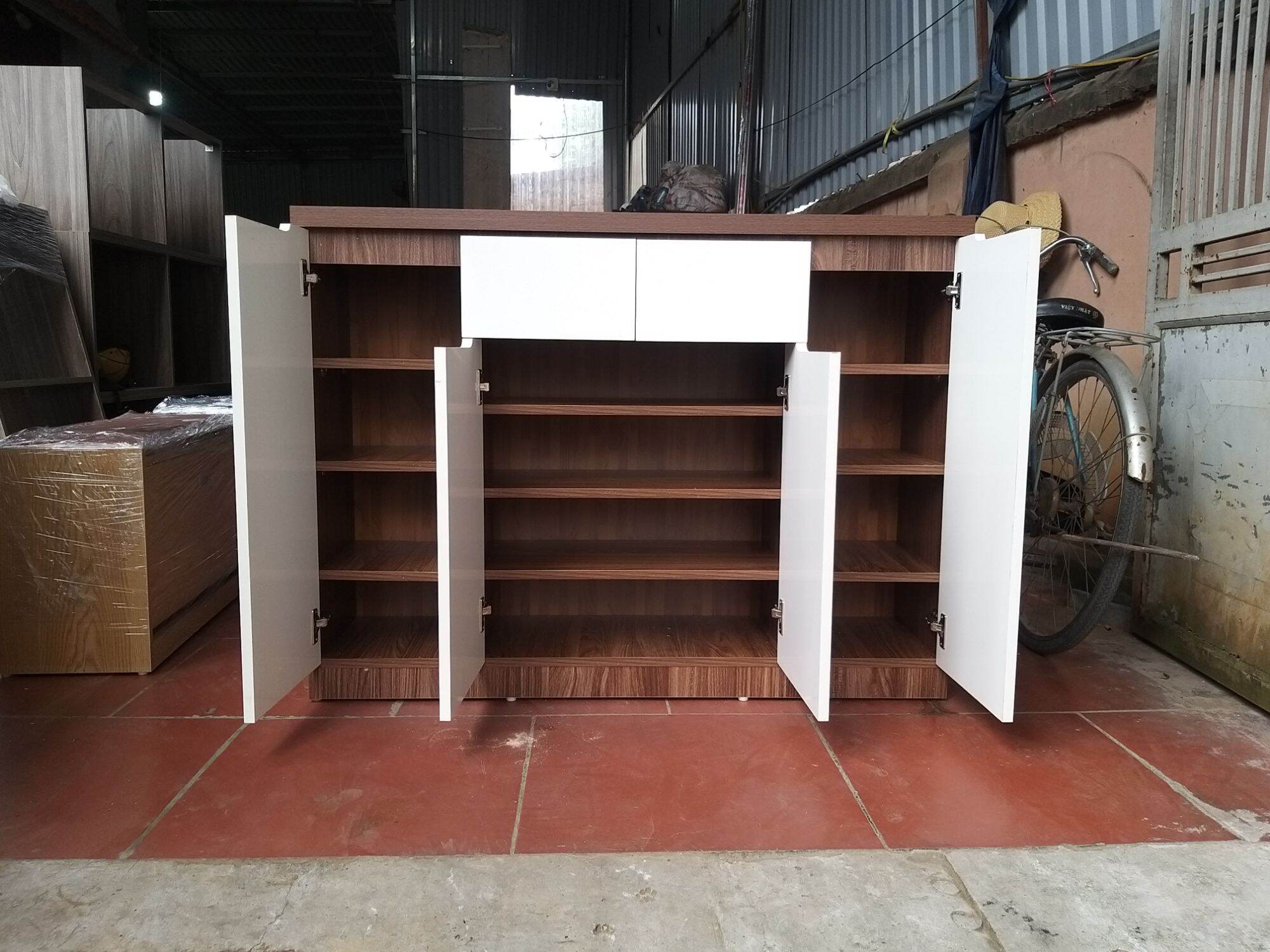 TỦ GIÀY 120x90x32 4 cánh 2 ngăn kéo