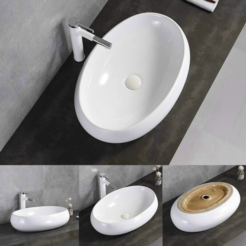 Lavabo sứ để bàn thuyền, ovan Trắng (không bao gồm vòi labo, xã labo)