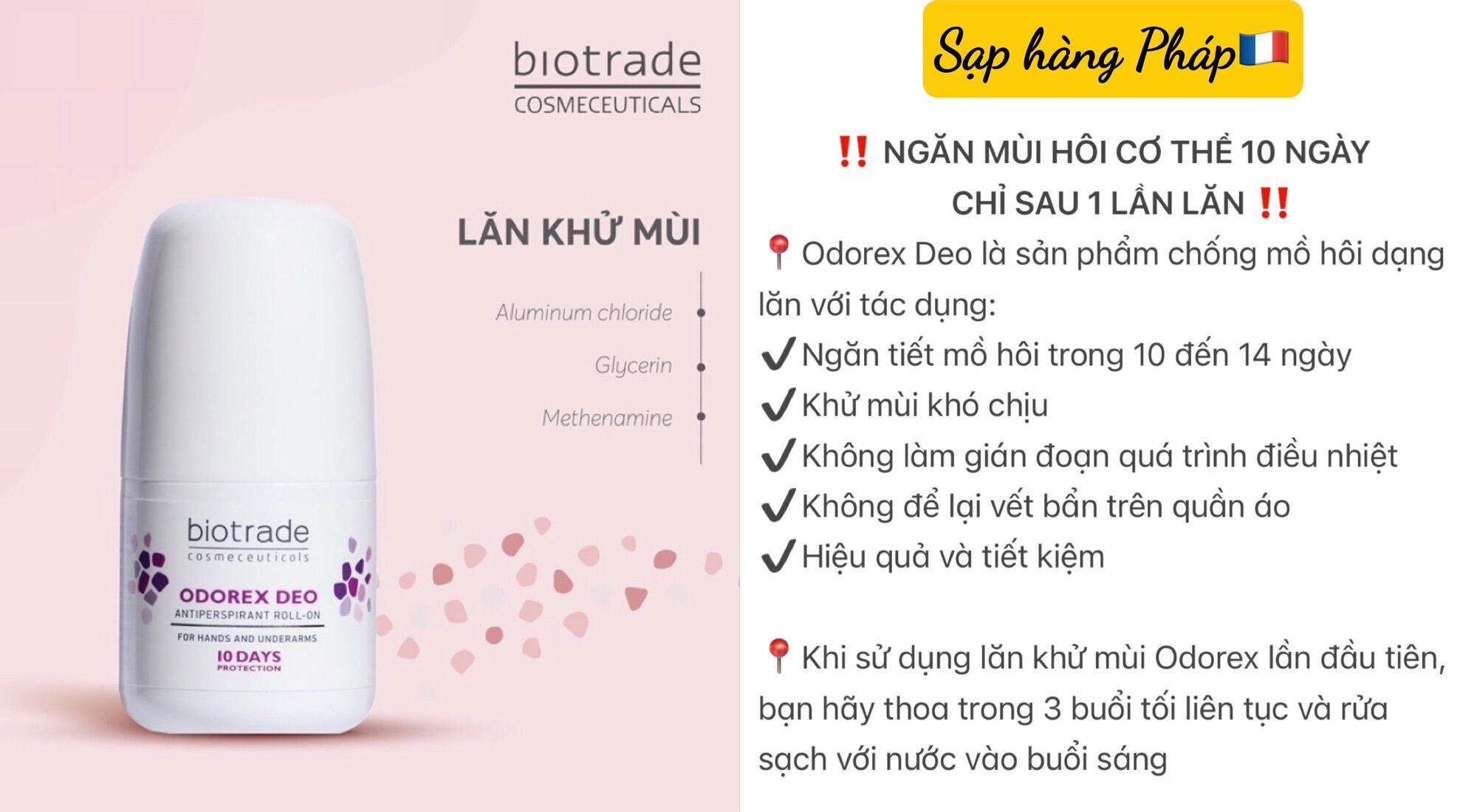 [ĐỦ BILL] Lăn khử mùi ngăn mồ hôi Odorex Deo Biotrade