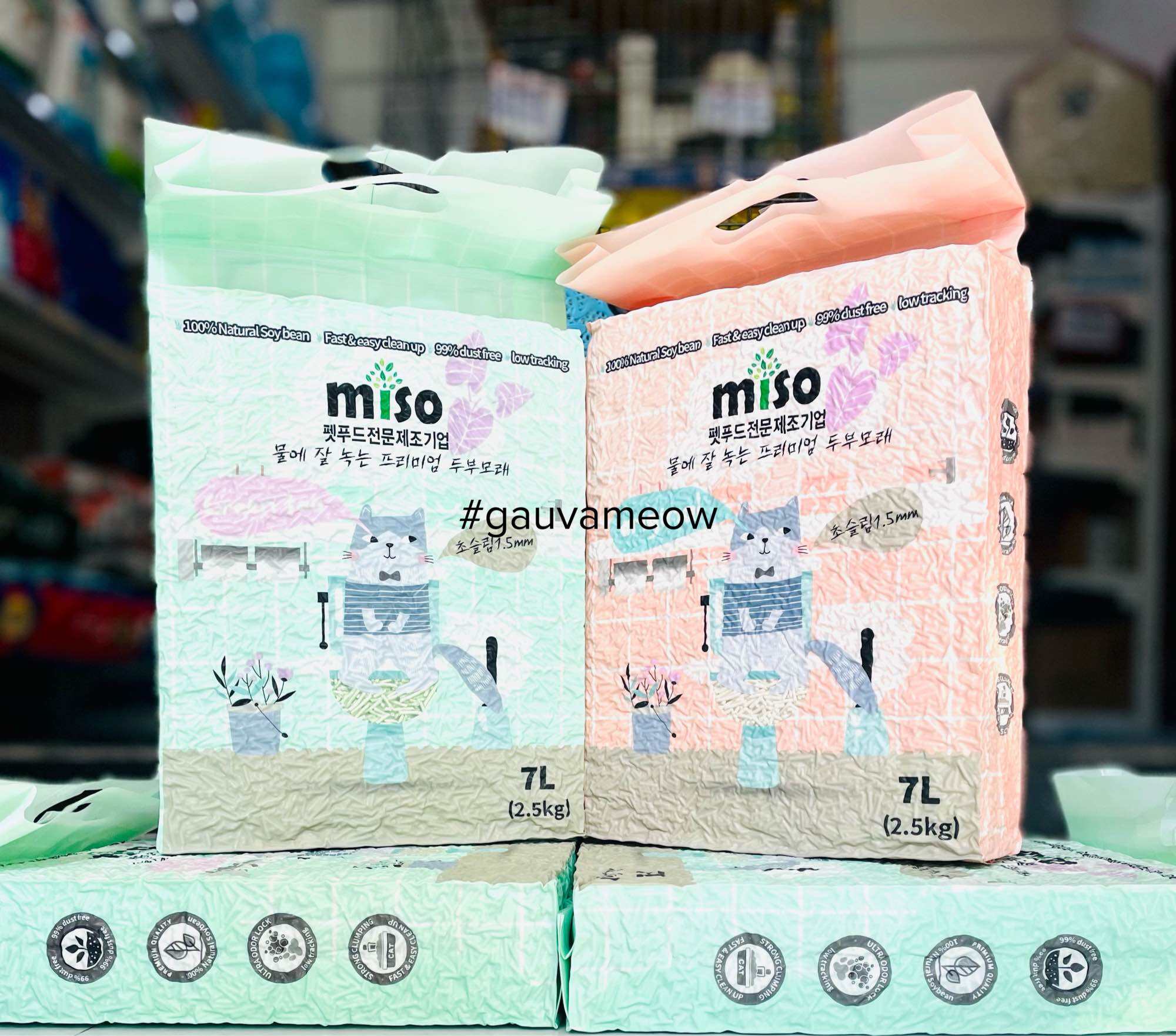 Cát đậu nành Miso 7L2.5kg đổ được bồn cầu dành cho mèo