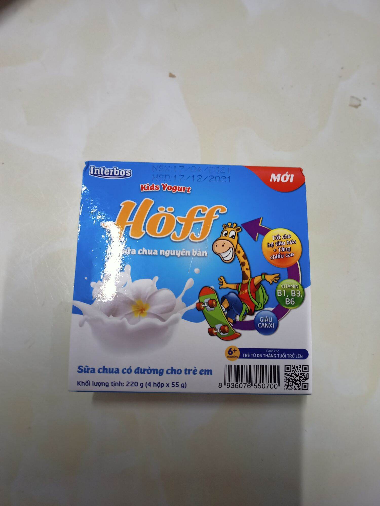 VỈ 4HỘP SỮA CHUA HOF TRẺ EM VỊ TỰ NHIÊN