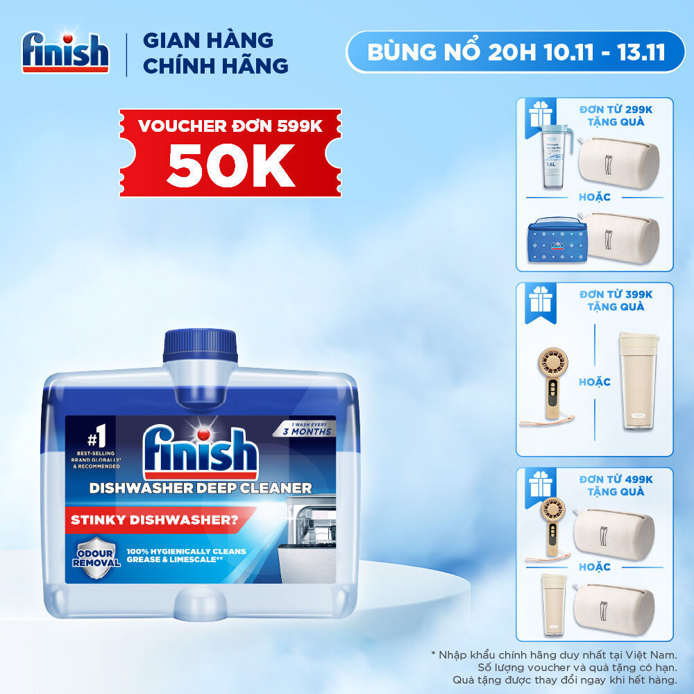 Dung Dịch Tẩy Rửa Máy Rửa Chén Bát Finish Dishwasher Deep Cleaner - chai 250ML