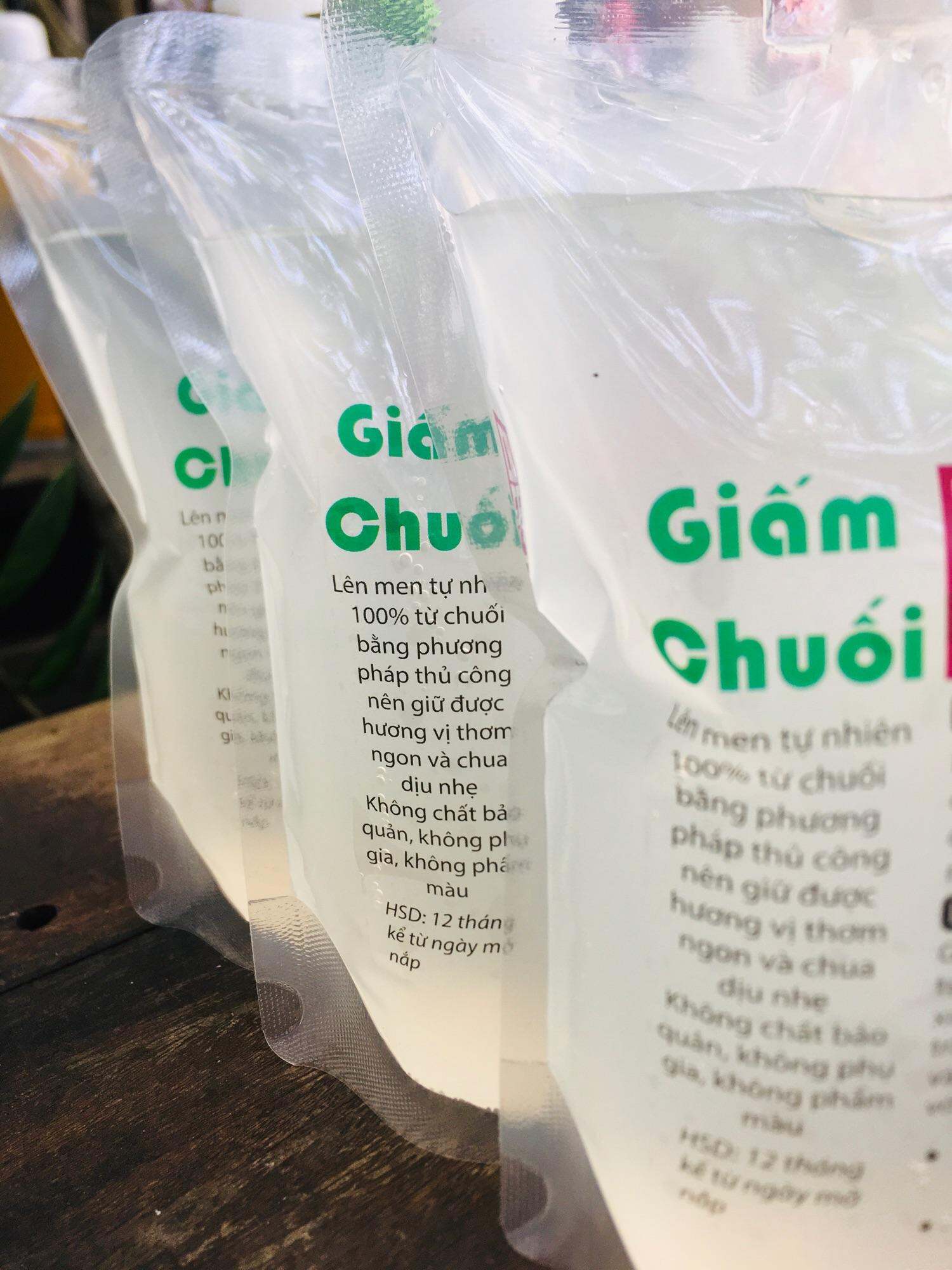 Giấm Chuối có giấm cái BANANA VINEGAR with the mother Handmade 500ml chua nhẹ thơm dịu