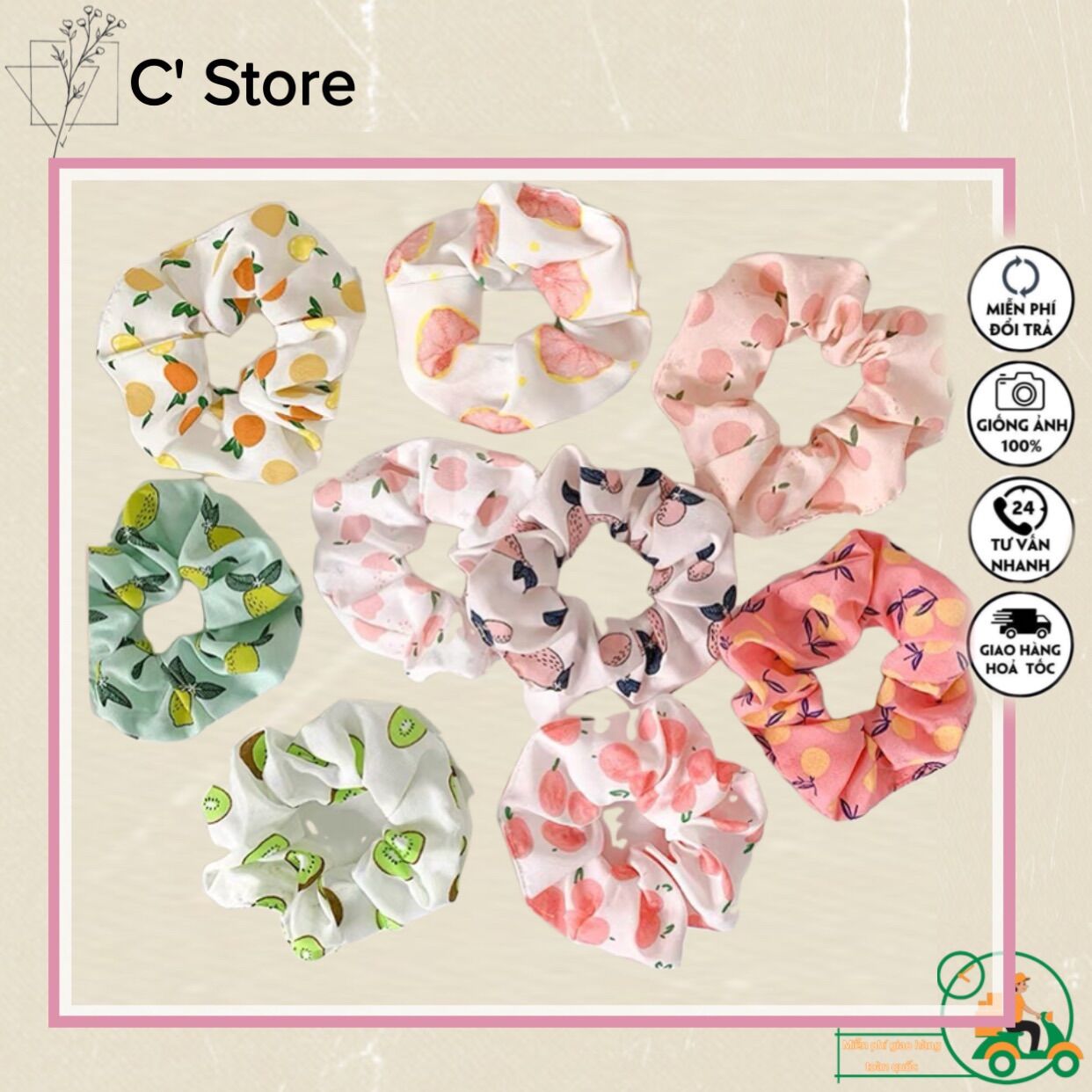 Dây Buộc Tóc, Cột tóc Scrunchies Co Giãn Thời Trang Nhiều Màu
