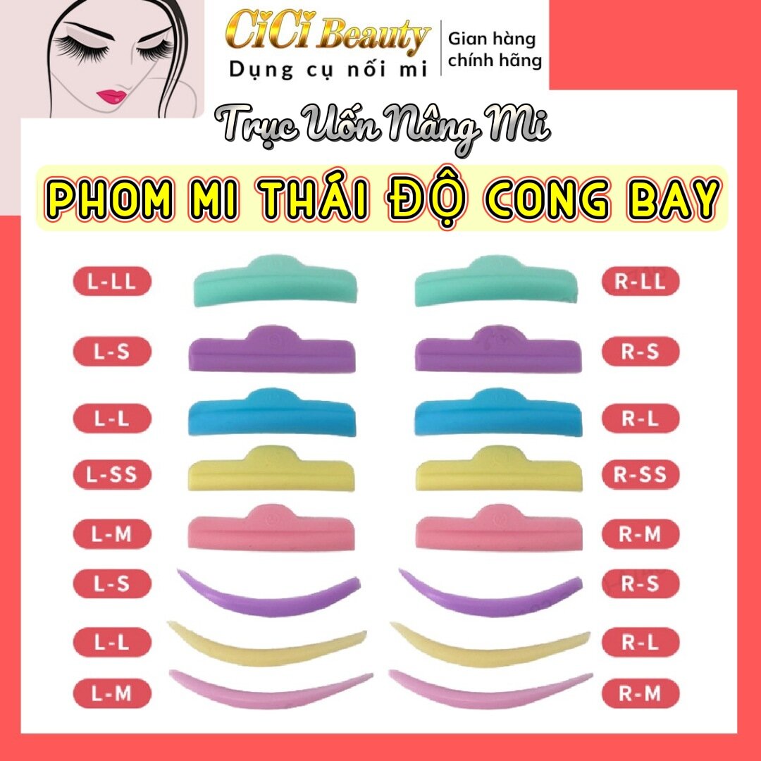 Trục uốn mi phom cong bay_Trục uốn silicon set 8 cặp