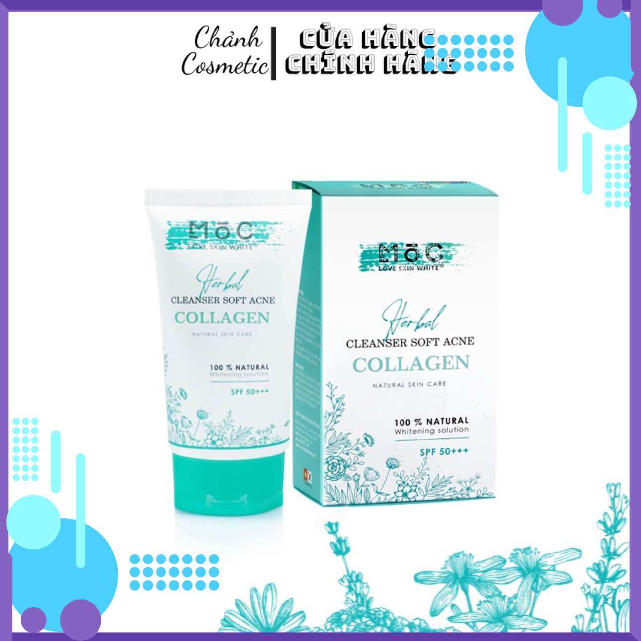 Sữa rửa mặt moc love skin white giúp sạch nhờn, ngừa mụn, trắng da, chống lão hoá moc 80ml