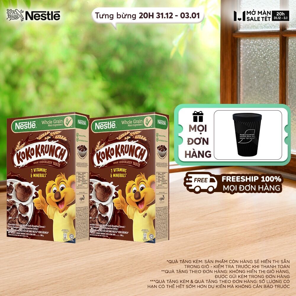 FREESHIP TOÀN QUỐC Combo 2 hộp ngũ cốc ăn sáng KOKO KRUNCH Hộp 300g