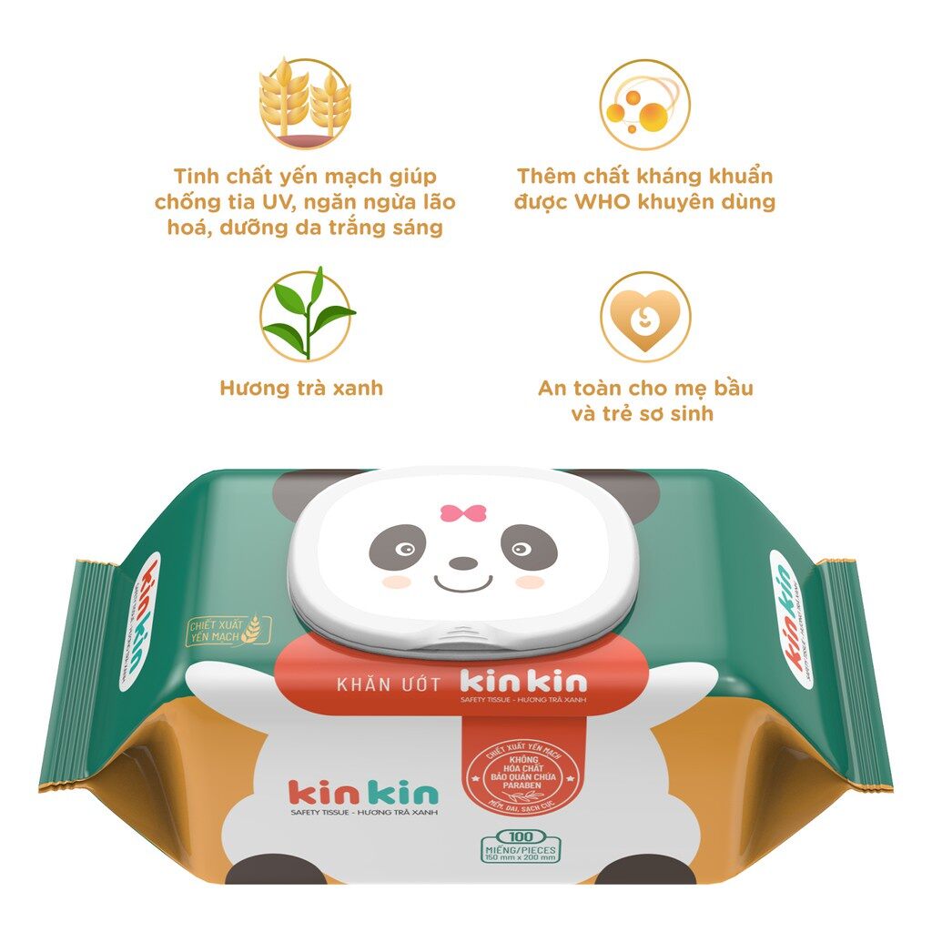 Khăn ướt Kinkin không mùi 100 tờ ( giao  màu ngẫu nhiên)