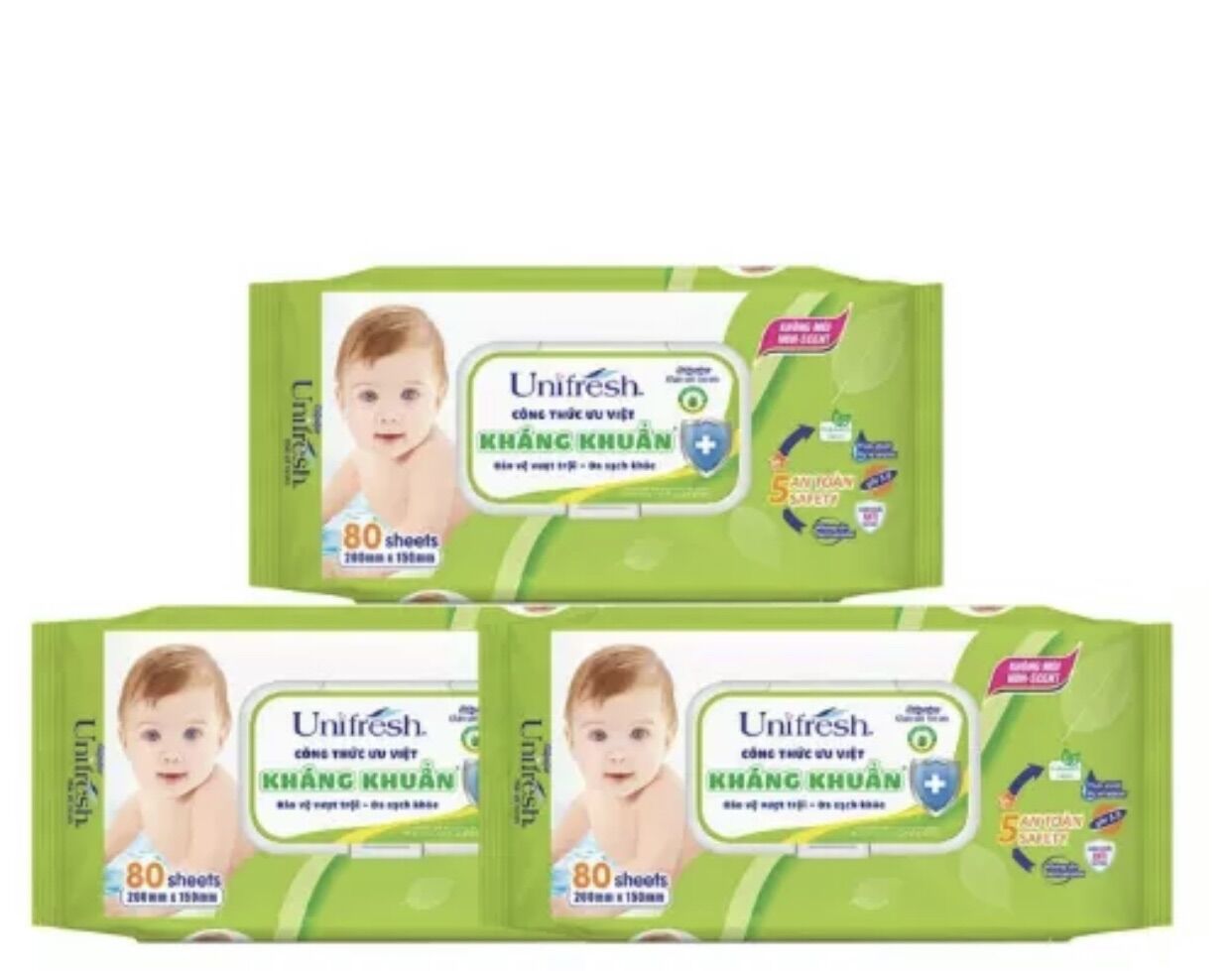 Combo 6 khăn ướt Unifresh kháng khuẩn 80 miếng