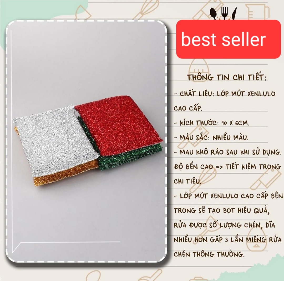 Combo 04 miếng rửa chén bát siêu sạch