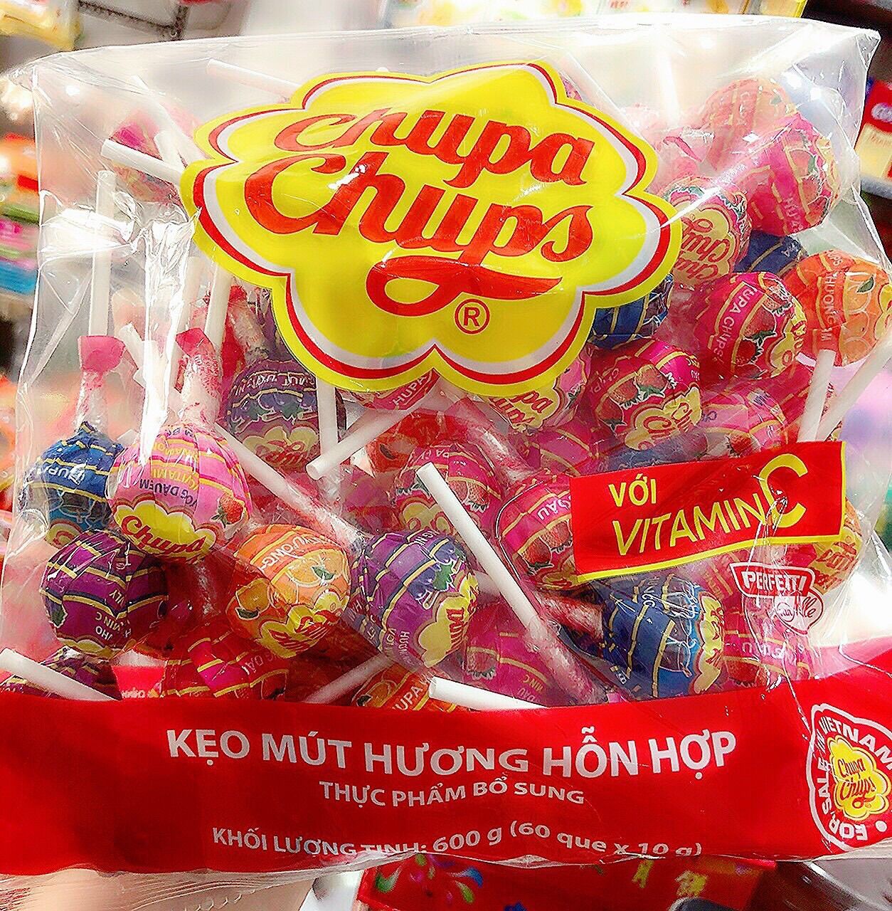 BỊCH SIÊU TO KẸO MÚT QUE SẮC MÀU CHUPA CHUPS(NGẪU NHIÊN)